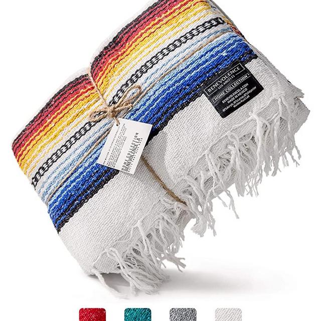 Premium Mexican Blanket | Authentic Hand Woven Falsa Blanket & Yoga Blanket, Made by Traditional Mexican Artisans | Perfect Camping Blanket, Beach Blanket, Picnic Blanket, Car Blanket