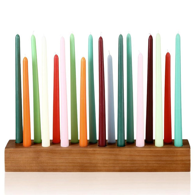 Mumufy Wood Taper Candle Holders for Table Centerpiece Giant Wooden Birthday Party Candlestick Farmhouse Candle Holders Decorations for Wedding Anniversary Desktop, 18in (Dark Brown)