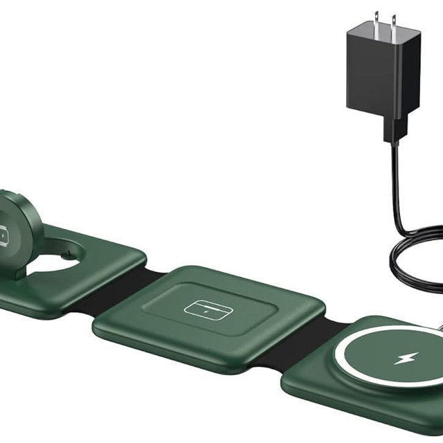 Iseyyox 3 in 1 Wireless Charger for iPhone - Foldable Charging Station Travel Charging Dock Compatible with iPhone 16 15 14 13 12 Pro Max Plus Watch & Airpods
