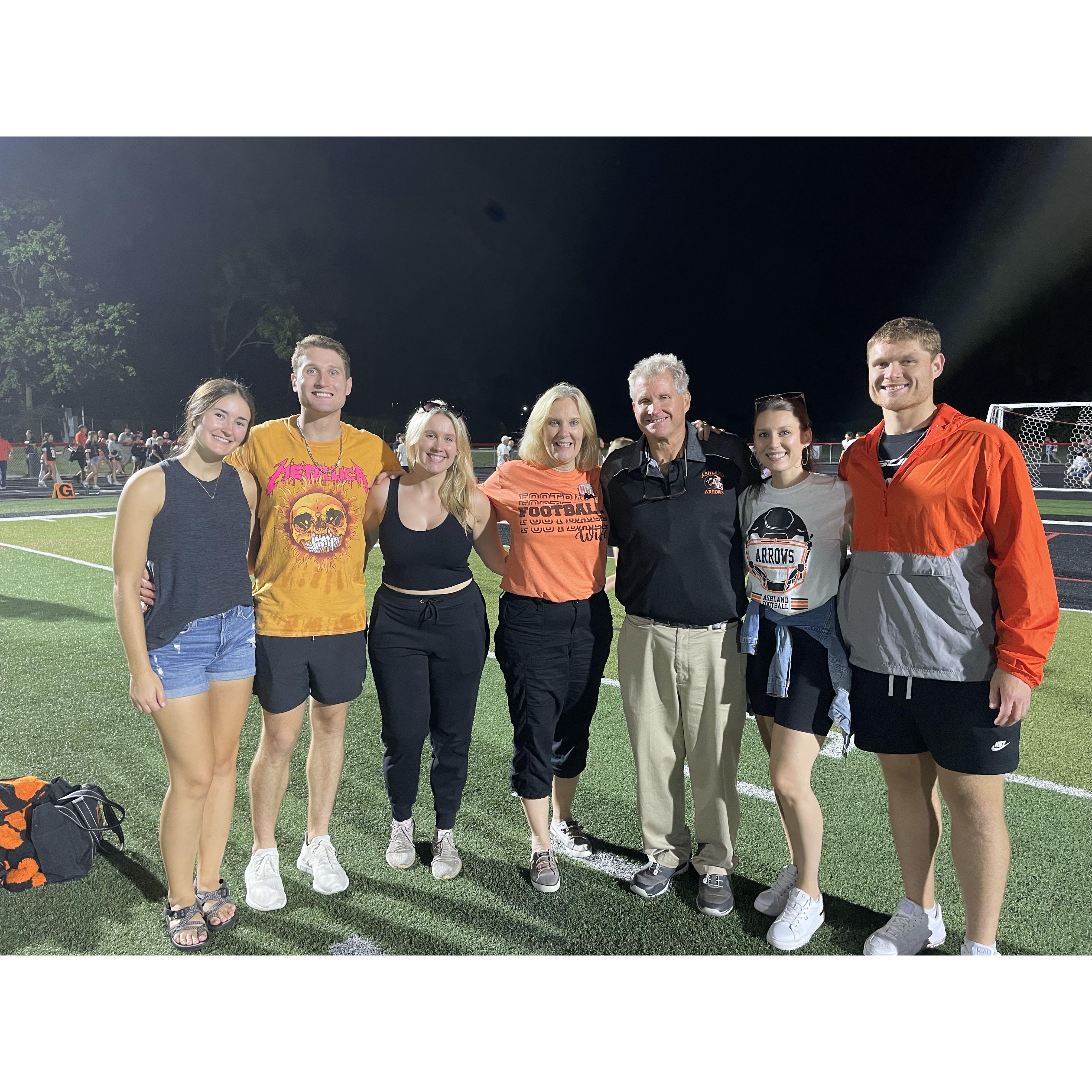 Ashland Arrows football game with Coach Valentine and the Valentine family. August, 2024.