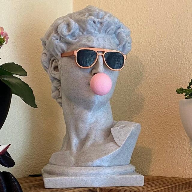 Michelangelo's David Bust with custom color glasses & Gum | David with gum | Pop Art