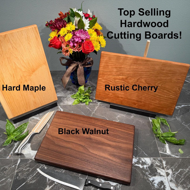 Solid One-Piece Hardwood Cutting Boards; Walnut, Cherry or Maple (Available in Multiple Sizes)