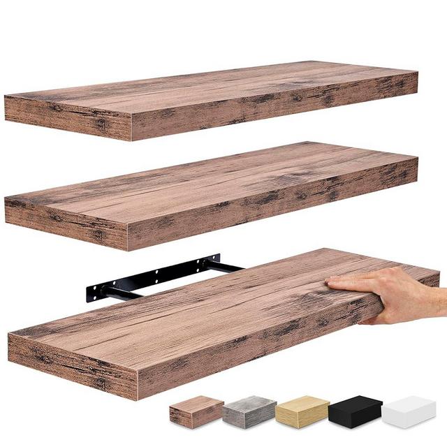Sorbus Floating Shelves for Wall - 24 Inch Wall Shelves for Bedroom, Kitchen Decor, Bathroom Shelves - 3 MahoganyFloating Shelves for Wall Decor, Books, Storage - Wall Mounted with Invisible Brackets