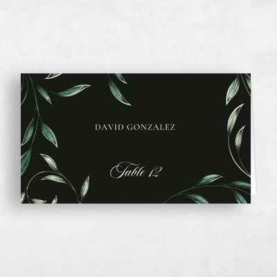 Black Winter Wedding Place Card - Poconos