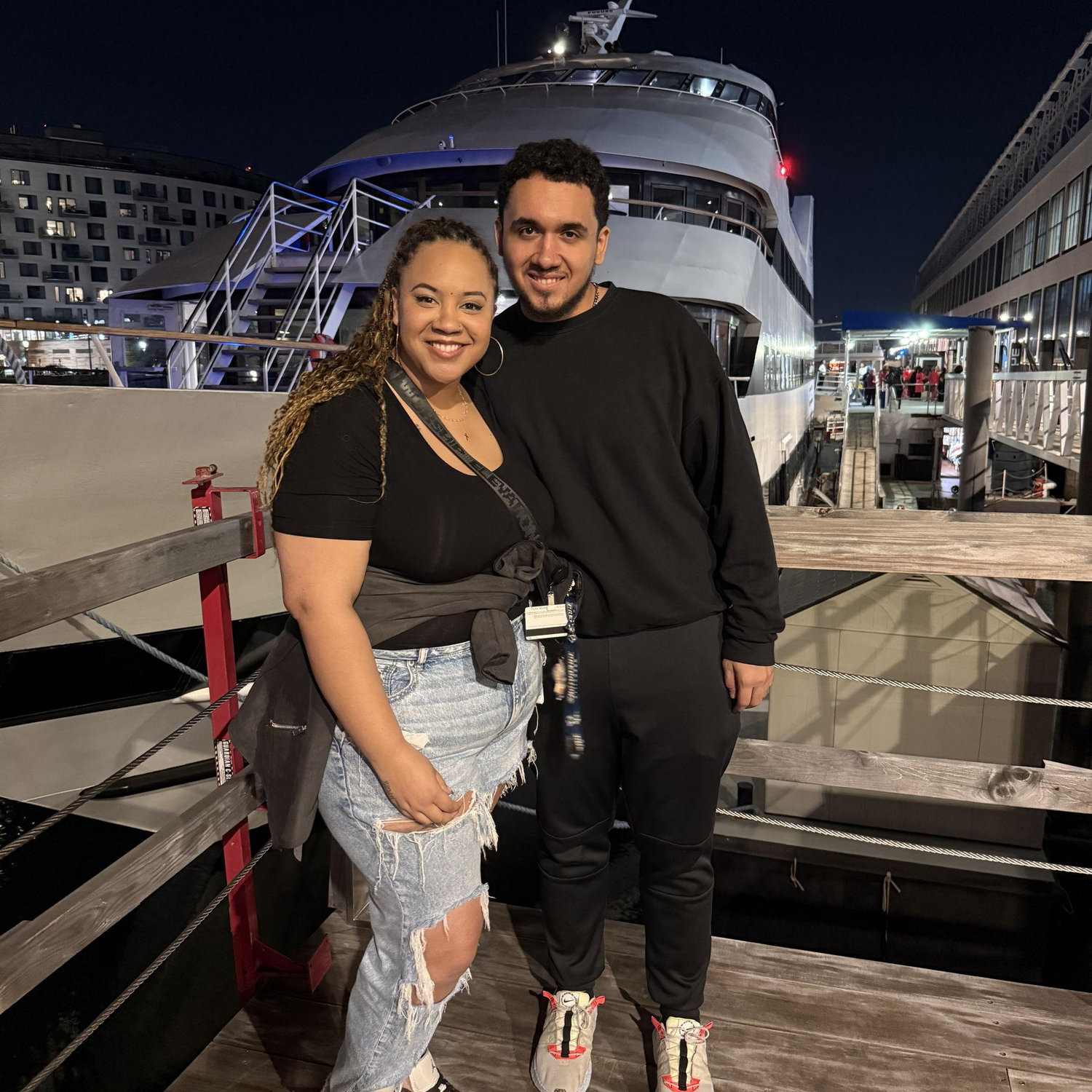Our first date in Seaport! This cute couple who came off the boat wanted to take our picture in front of it too (even though we didn't go on it lol)