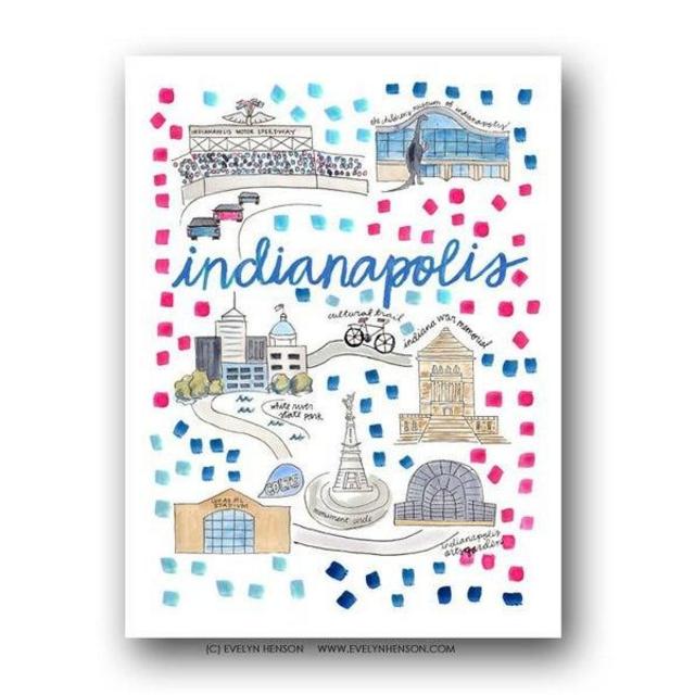 Evelyn Henson City Map Prints - Indianapolis, IN