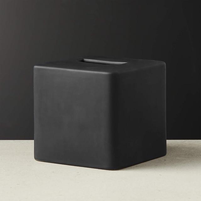 Rubber Coated Black Tissue Box Cover