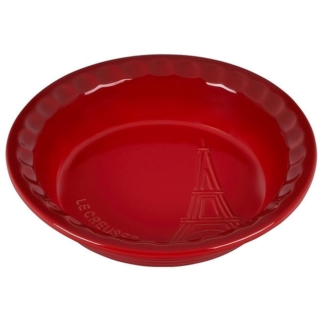 Le Creuset Eiffel Tower Collection Stoneware Pie Dish, 9", Cerise