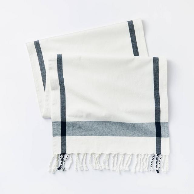 90" x 20" Cotton Plaid Table Runner Cream – Threshold™ designed with Studio McGee