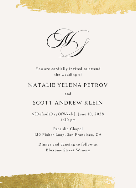 Casey Classic Foil | Light Oatmeal | Zola Wedding Invitations