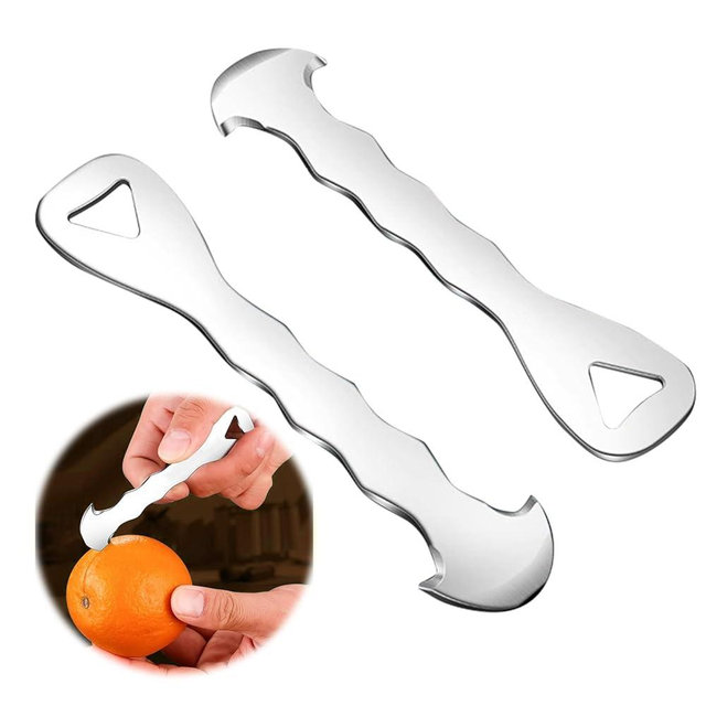 2 Pcs Stainless Steel Orange Peeler, Citrus Peeler Tool Effortlessly Peel Oranges, Lemons and Grapefruits with Clean Hands and Protected Nails, Ideal for Bar, Kitchen and Cocktail Enthusiasts