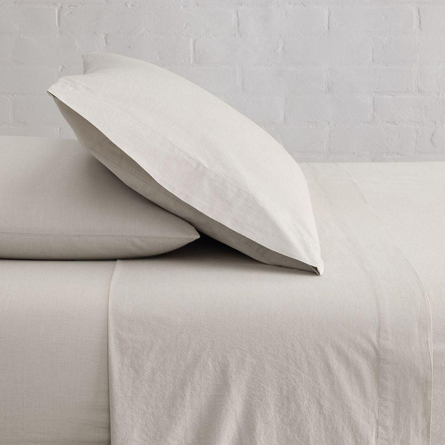 Organic Washed Cotton Sheet Set, King, Sand Melange