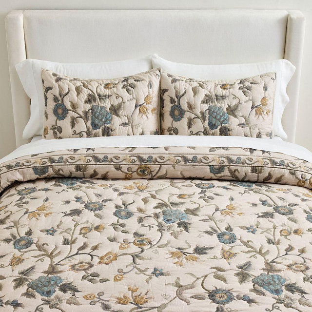 Tessa Embroidered Quilt, Blue Multi, Full/Queen