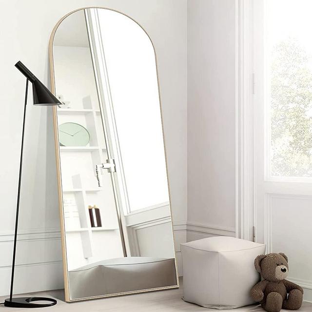 PexFix Arched Full Length Mirror Arched Floor Mirror with Stand, Wall Mirror Standing, Leaning Hanging for Home and Office, 65"x22", Wood