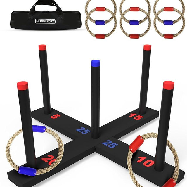 Ring Toss Game, Incl. 6 Double Beaded Rings & Carry Case Outdoor Lawn Games for Kids, Adults & Family, Backyard Camping Sports Activities, Best Party Gifts for Teens, Boys & Girls Ages 8-12+ Years Old