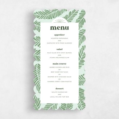 White Scalloped Wedding Menu - Tucana