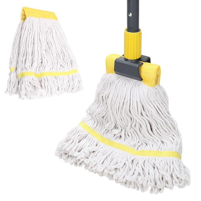KeFanta Commercial Heavy Duty Industrial Mop with Extra Replacement Mop Head,60" Long Handle Looped-End String Wet Cotton Mops for Floor Cleaning,Home,Kitchen,Office,Garage and Concrete/Tile Floor