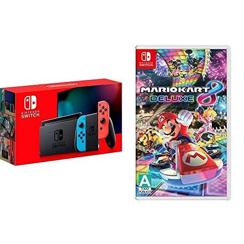 Nintendo Switch with Neon Blue and Neon Red Joy‑Con - HAC-001(-01) & Mario Kart 8 Deluxe - Nintendo Switch