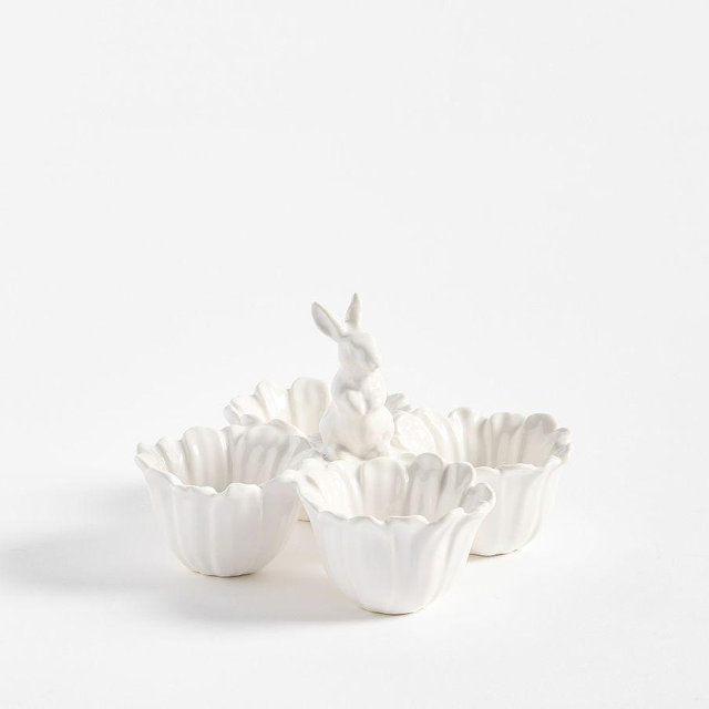 Floral Bunny Stoneware Egg Cup