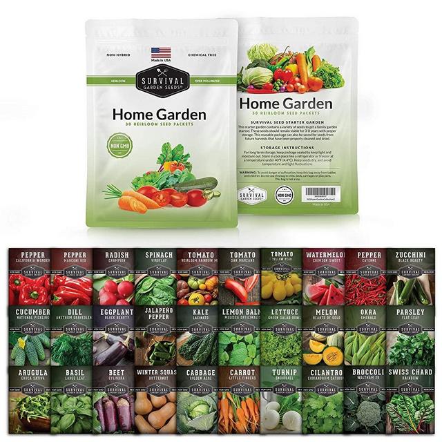 Survival Garden Seeds Home Garden Collection II Vegetable Seed Vault - Non-GMO Heirloom Survival Garden Seeds for Planting - Waterproof Packaging for Long Term Storage - 30 Varieties of Vegetables