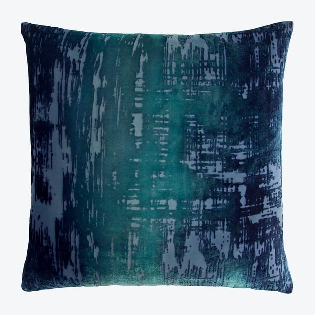 Brushstroke Velvet Throw Pillow, Shark