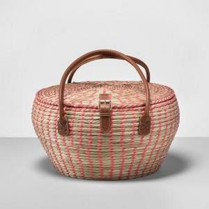 12pc Woven Picnic Basket Set Brown/Pink - Opalhouse™