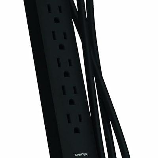 Stanley 33251 6-Outlet 2 USB 400 Joule Surge Protector, Black