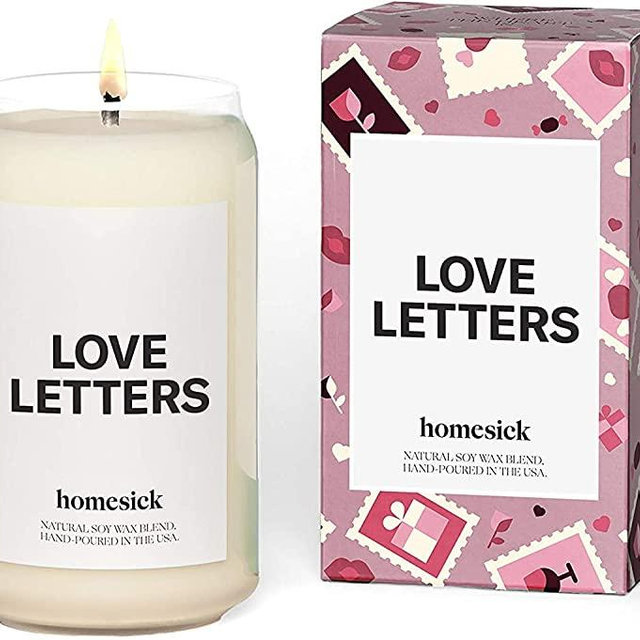 Homesick Premium Scented Candle, Love Letters - Scents of Rose, Jasmine, Peony, 13.75 oz, 60-80 Hour Burn, Natural Soy Blend Candle Home Decor, Relaxing Aromatherapy Candle