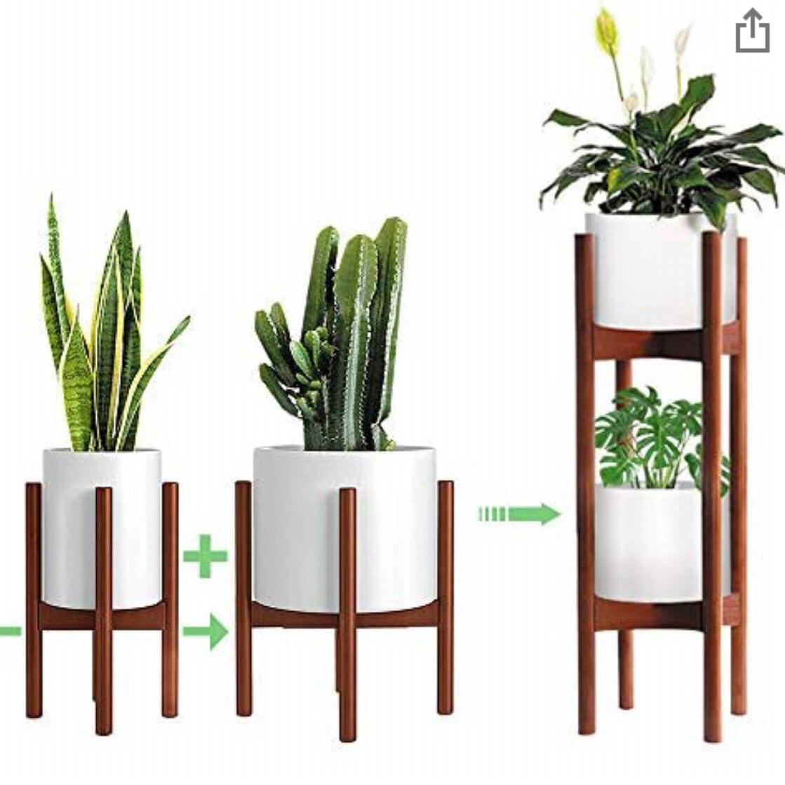 2 Pack Indoor Plant Stands, Brown