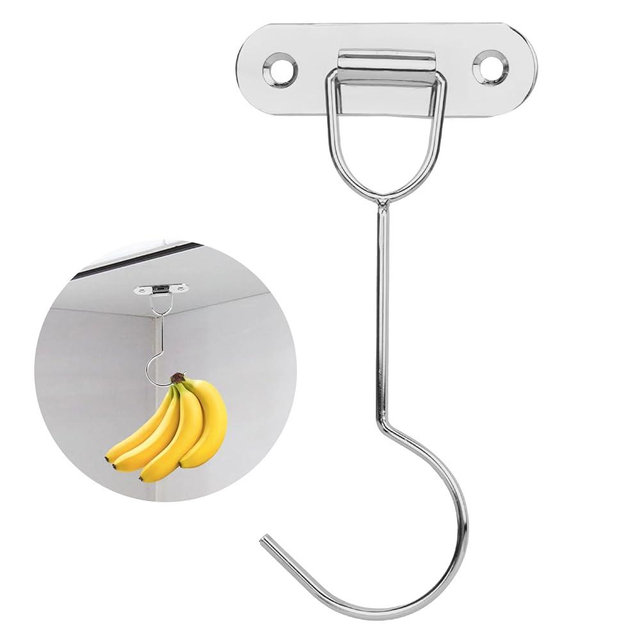 DAJIANG Banana Hook, Metal Banana Hanger Under Cabinet to Keep Bananas Fresh, Banana Holder for Bananas or Other Kitchen Items (Silver)