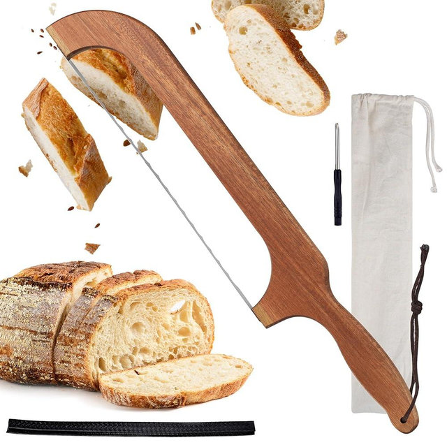 QikFas Sourdough Bread Knife,Bread Slicer, 15.7'' Serrated Bread Slicer for Homemade Bread with Reliable Sourdough Crafting, Ergonomic Handler, Premium Sharpness Blade (Original - Right Handed)