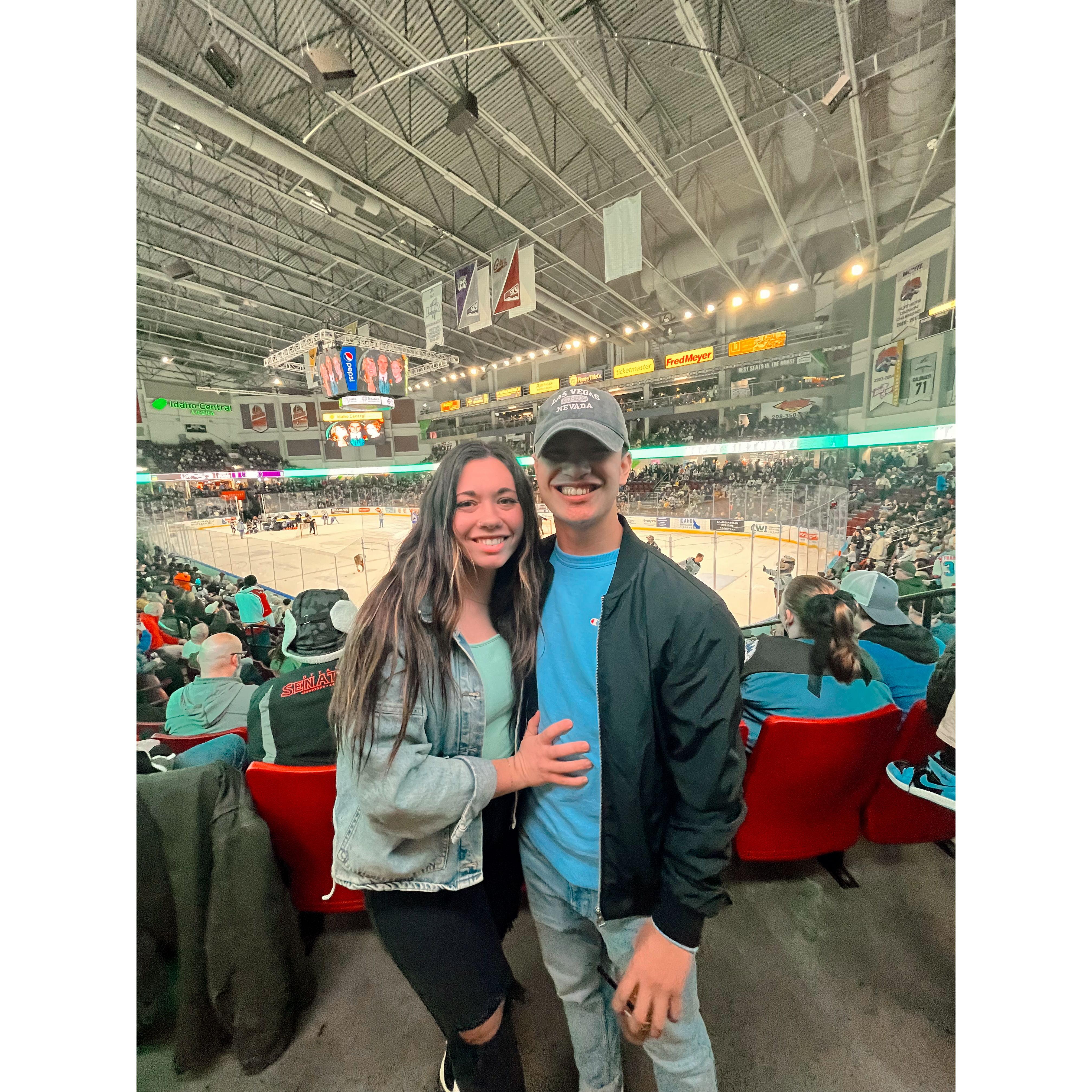 Lots of hockey games our first year together 🏒