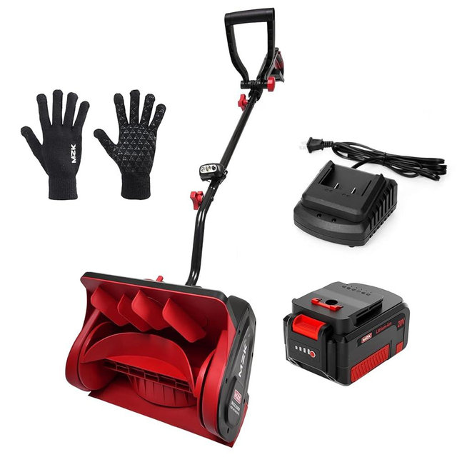 MZK Cordless Snow Shovel, 20V 13-Inch Battery Powered Snow Thrower, Battery Snow Blower with Directional Plate & Adjustable Front Handle(4.0Ah Li-ion Battery & Fast Charger Included)