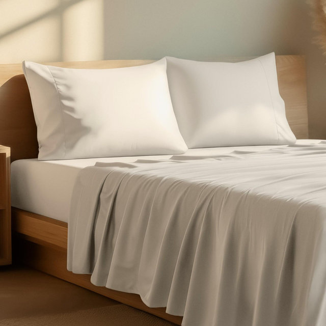 Queen Sand 4 Piece Bed Sheet Set with Envelope Pillowcases - Ultra Soft - Bare Home