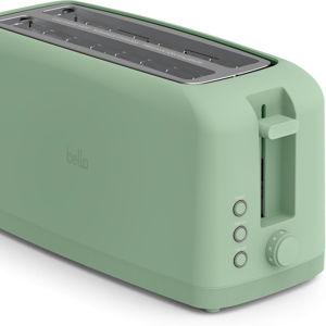 bella 4 Slice Slim Toaster, Fits-anywhere™ Kitchenware, 6 Setting Shade Control with Reheat & Cancel Buttons, Fits Sourdough, 10” Long Slot, Anti Jam & Auto Shutoff, 900 Watt, Seaglass