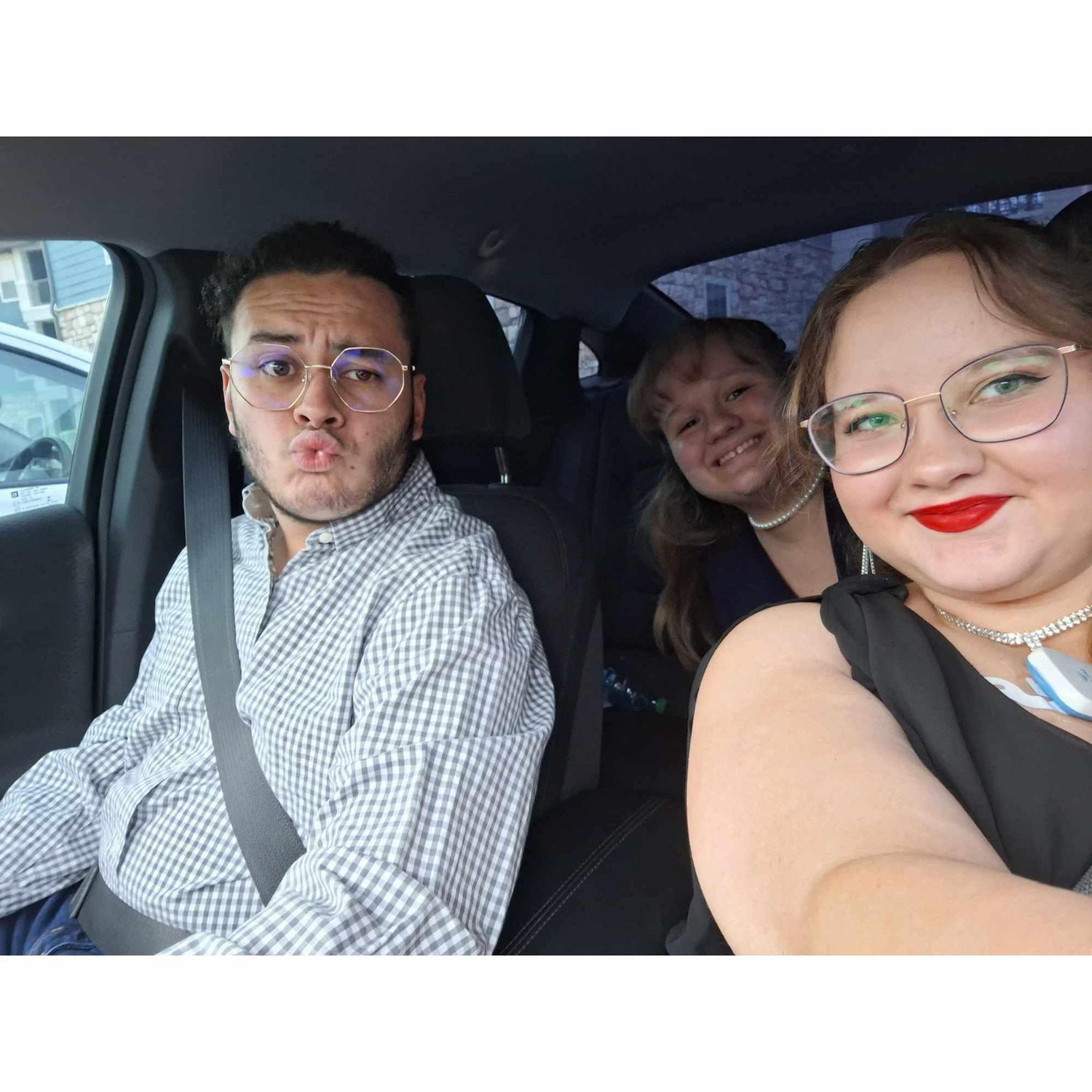 Connie, Carson, and Jackie going to a choir event at Txst