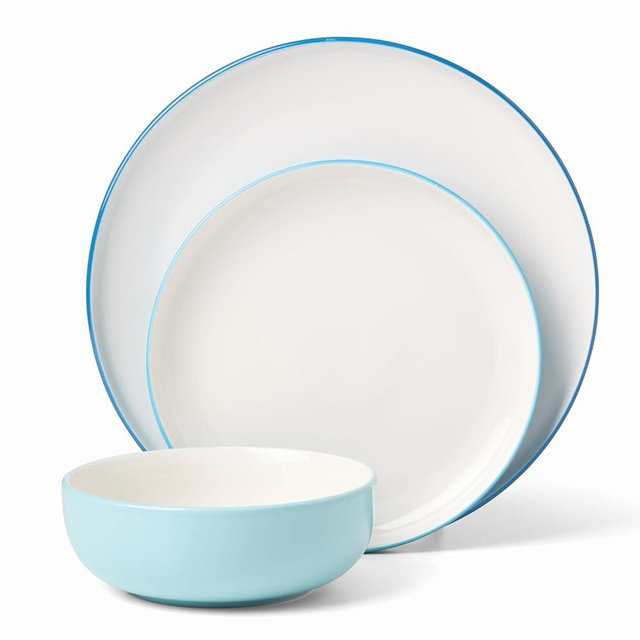 Oneida 897982 24/7 Colors 12-Piece Dinnerware Set, Turquoise