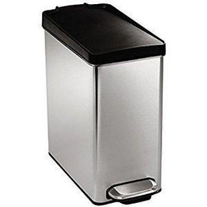 simplehuman Profile Step Trash Can, Stainless Steel, Plastic Lid, 10 L / 2.6 Gal