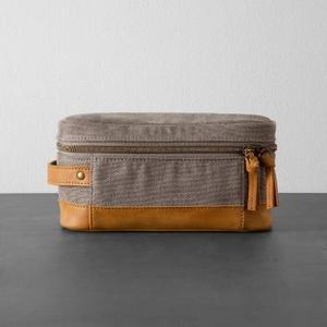 Canvas & Leather Toiletry Bag - Gray/Tan - Hearth & Hand™ with Magnolia