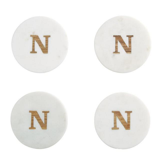 Alphabet Marble with Wood Coasters - N