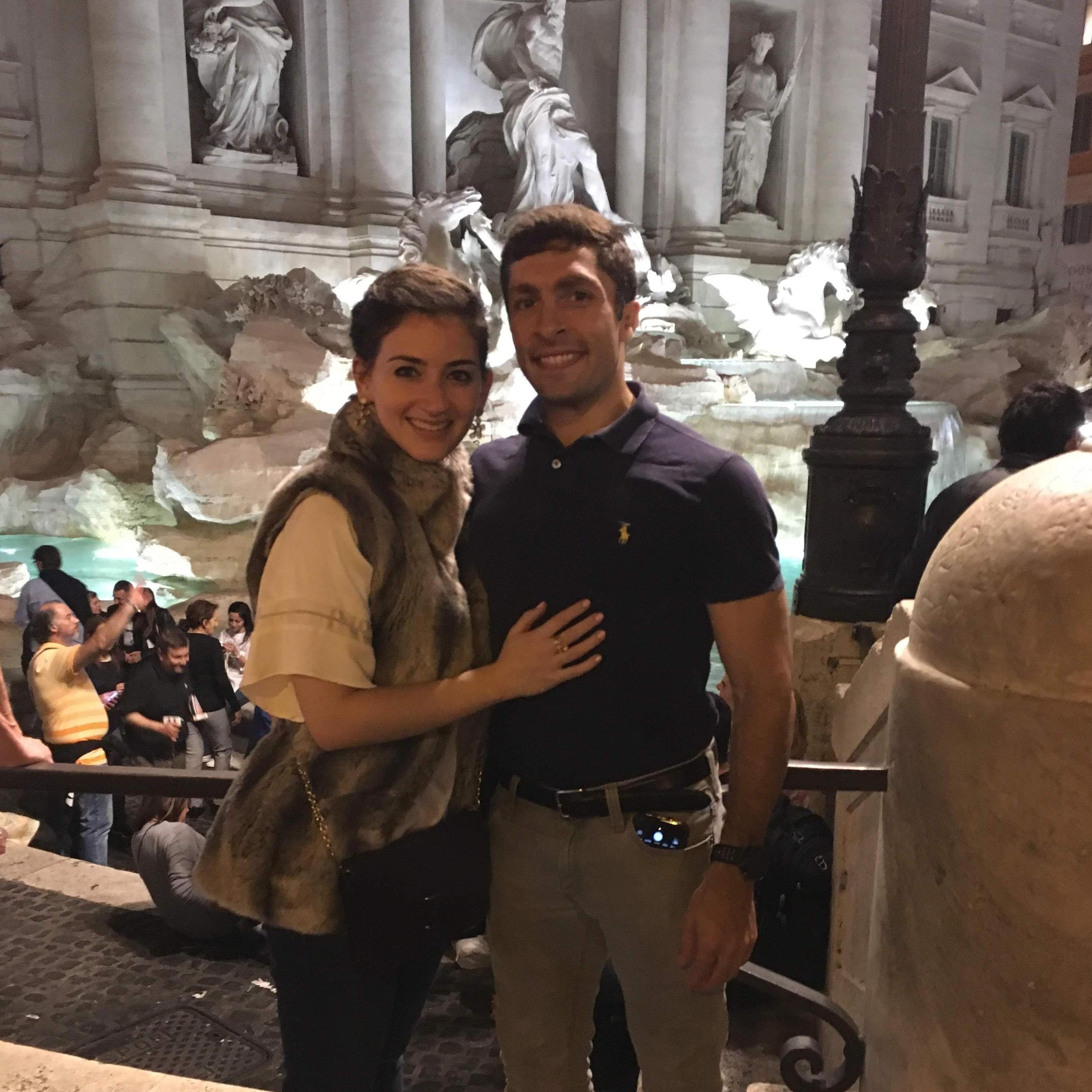 Our first trip abroad together - hanging out at Trevi Fountain!