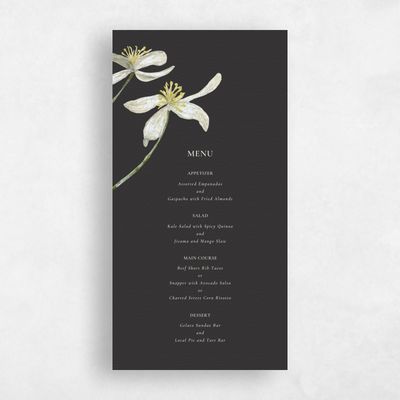 Charcoal, Grey Wedding Menu - Marlette