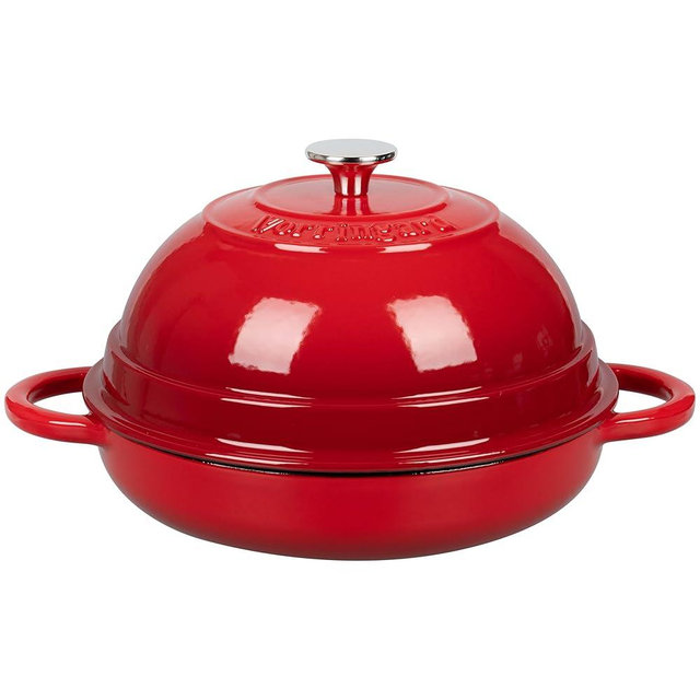 VORRINGARD Cast Iron Enameled Dutch Oven Pot with Lid for Bread Baking, Bread Oven, 6 Quart, Red