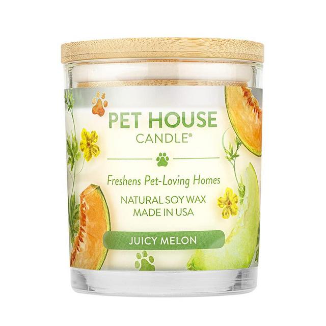 One Fur All, Pet House Candle - 100% Soy Wax Candle - Pet Odor Eliminator for Home - Non-Toxic and Eco-Friendly Air Freshening Scented Candles (Pack of 1, Juicy Melon)