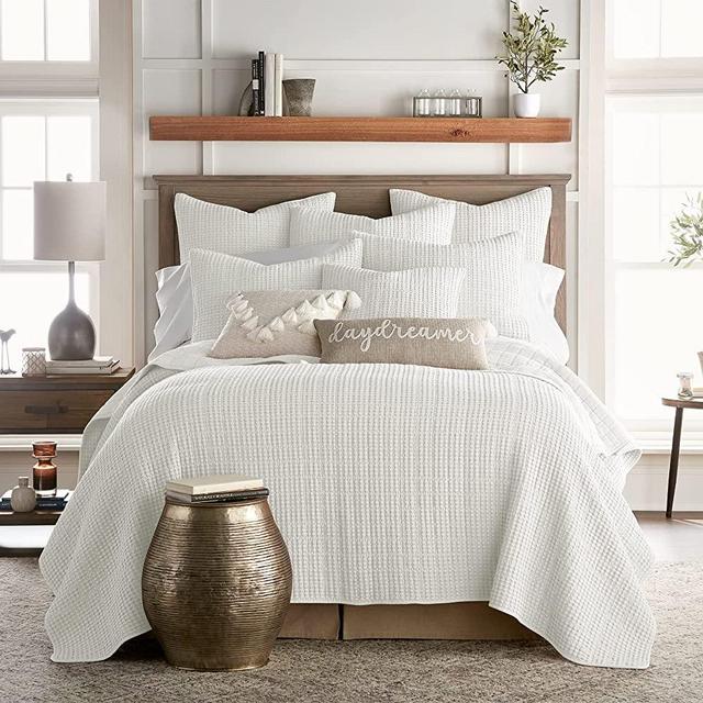 Levtex home - Mills Waffle - King Quilt Set - Cream Cotton Waffle - Quilt Size (106 x 92in.), Sham Size (36 x 20in.)