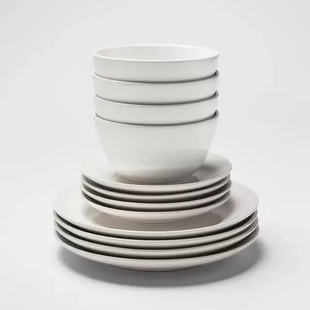 12pc Stoneware Avesta Dinnerware Set White - Project 62™