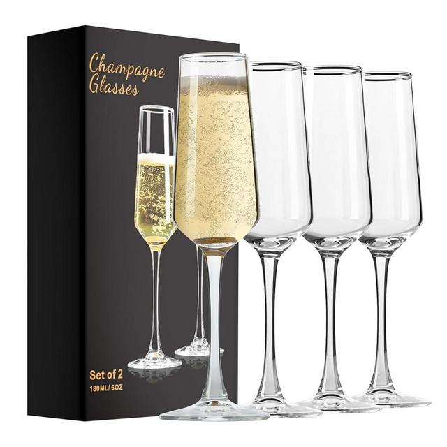 PARACITY Champagne Flutes, Champagne Glasses Set of 4, Elegant 8.5oz glass champagne flutes, Gift for Birthday, Wedding, Christmas, Valentine's Day