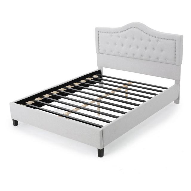 Dante Upholstered Bed - Light Gray - Queen - Christopher Knight Home