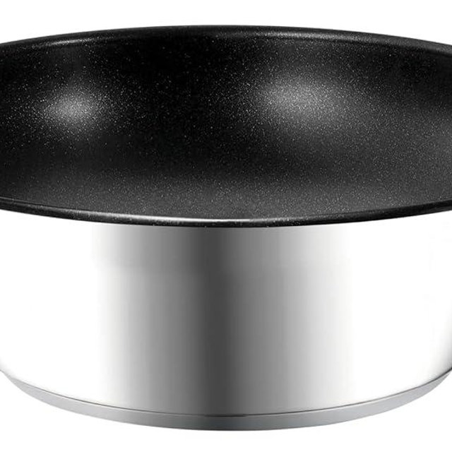 Tefal Ingenio Preference Wok Frying Pan 26 cm, Induction, Stainless Steel, Non-Stick Coating, Stackable, Dishwasher-Safe, Made in France L9737702, Grey