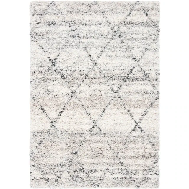 Fontana Shag FNT886 Power Loomed Area Rug - Grey/Ivory - 6'7"x9' - Safavieh.